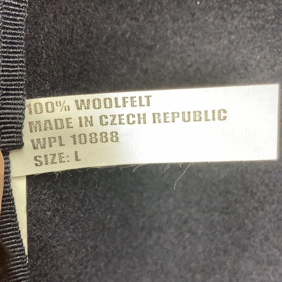 100% wool felt classic hat navy blue made in Czech Republic size large - Picture 6 of 7